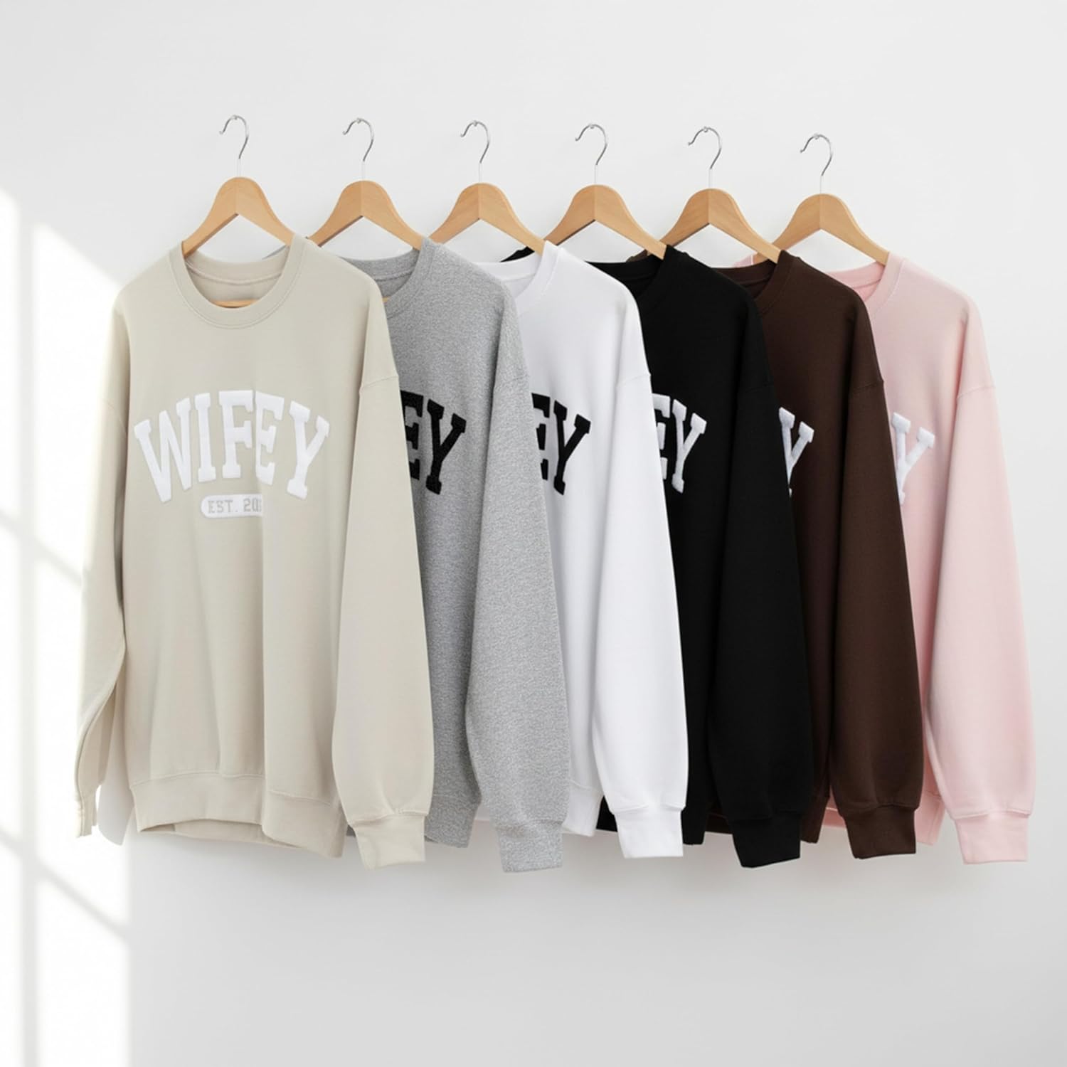 WEAR PHYSIQUE Embossed Custom Wifey Sweatshirt, Personalized Crewneck Engagement Gift for Bride, New Wife Sweater - Image 4