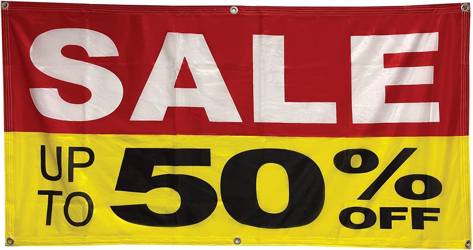 4 Less Co 2x4 Ft SALE UP TO 50 PERCENT Banner Fabric Polyester Sign ryb