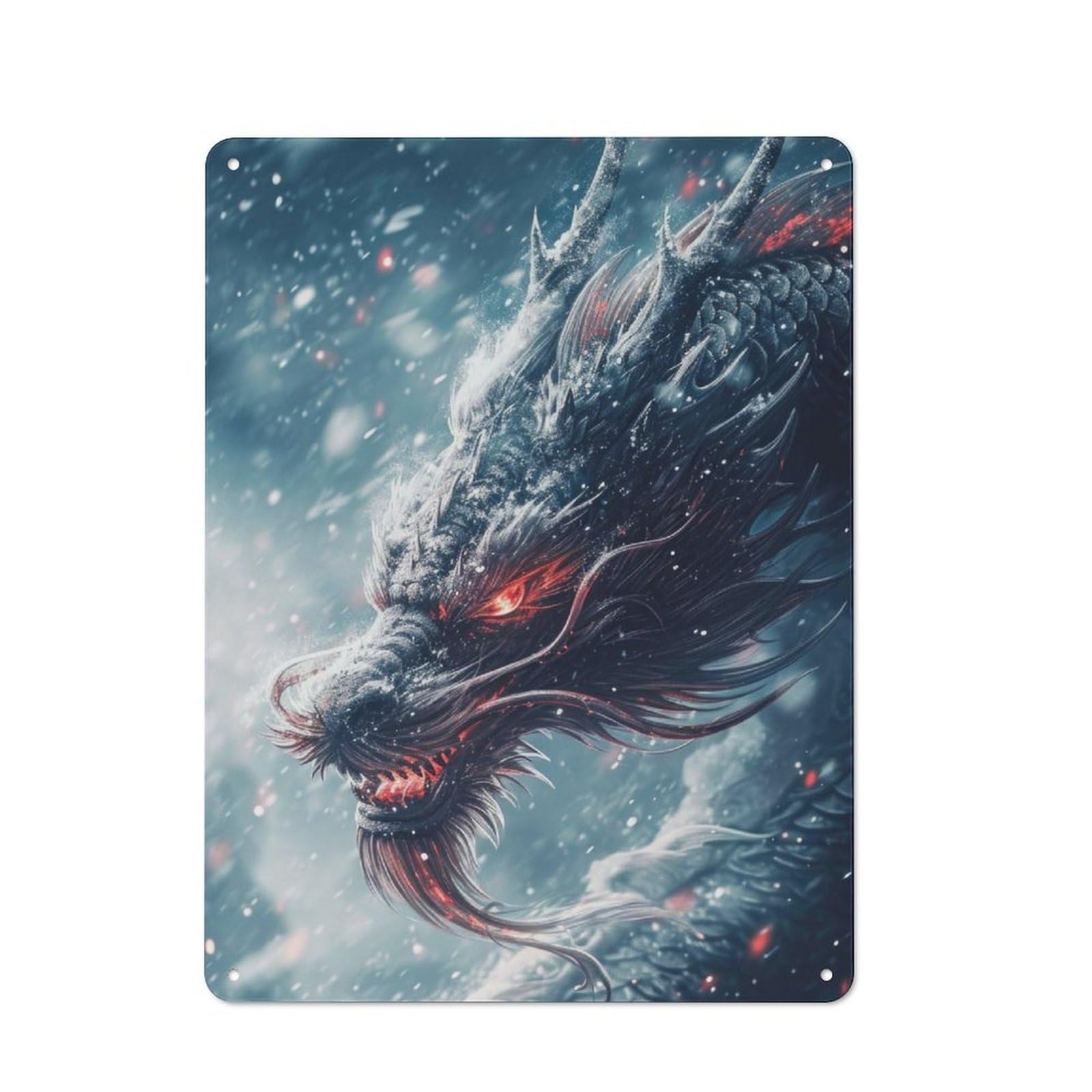 Legendary Ice Dragon Outdoor Room Metal Wall Decor 40x30cm, Garden Room Metal Sign for Conservatory, Home Bar Or Utility Room