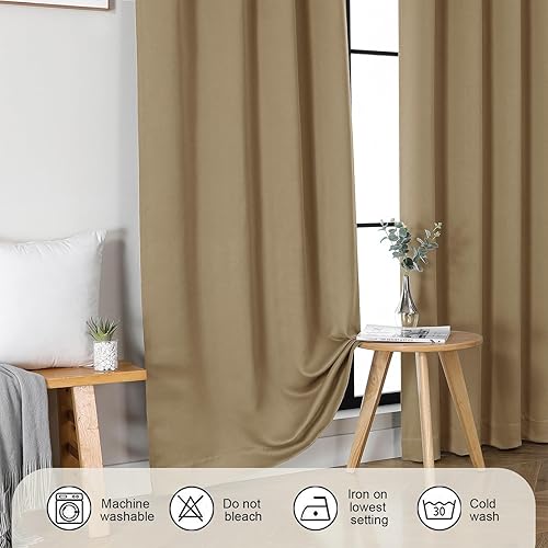 Miniatura 146 de Gwine Cortinas opacas para sala de estar de 63 pulgadas de largo, con aislamiento térmico, cortinas opacas para decoración de dormitorio con Azul