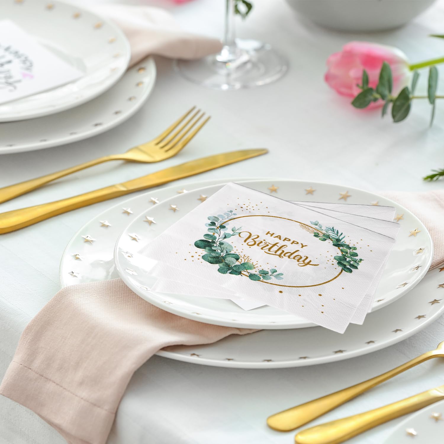 Serviettes En Papier Anniversaire - 20 Pièces Sauge Vert Eucalyptus, Serviettes Vertes, Parfaite Déco De Table Pour Fête Ou Célébration