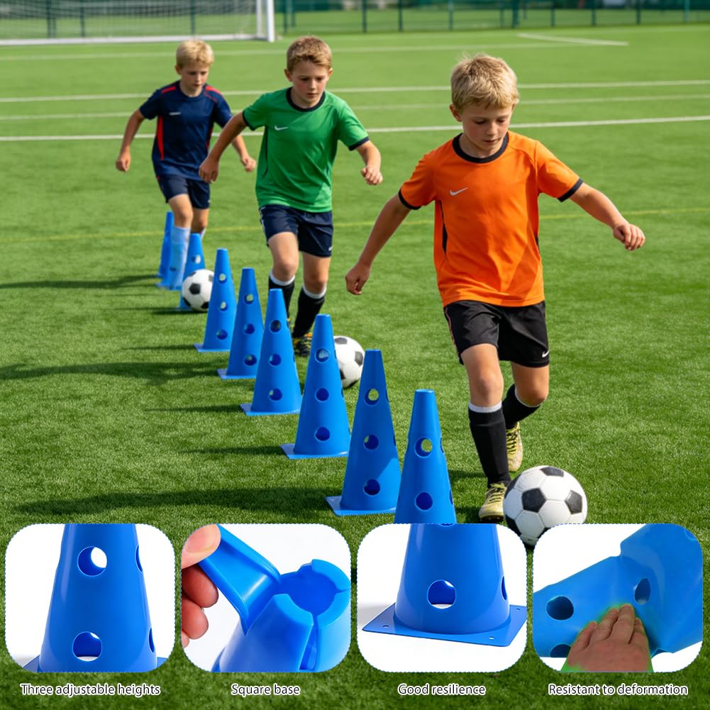 Agility - Juego de 10 conos y 5 barras de entrenamiento ajustables, juego de obstáculos para entrenamiento de coordinación, juego de obstáculos deportivos para niños, perros, deportes de equipo