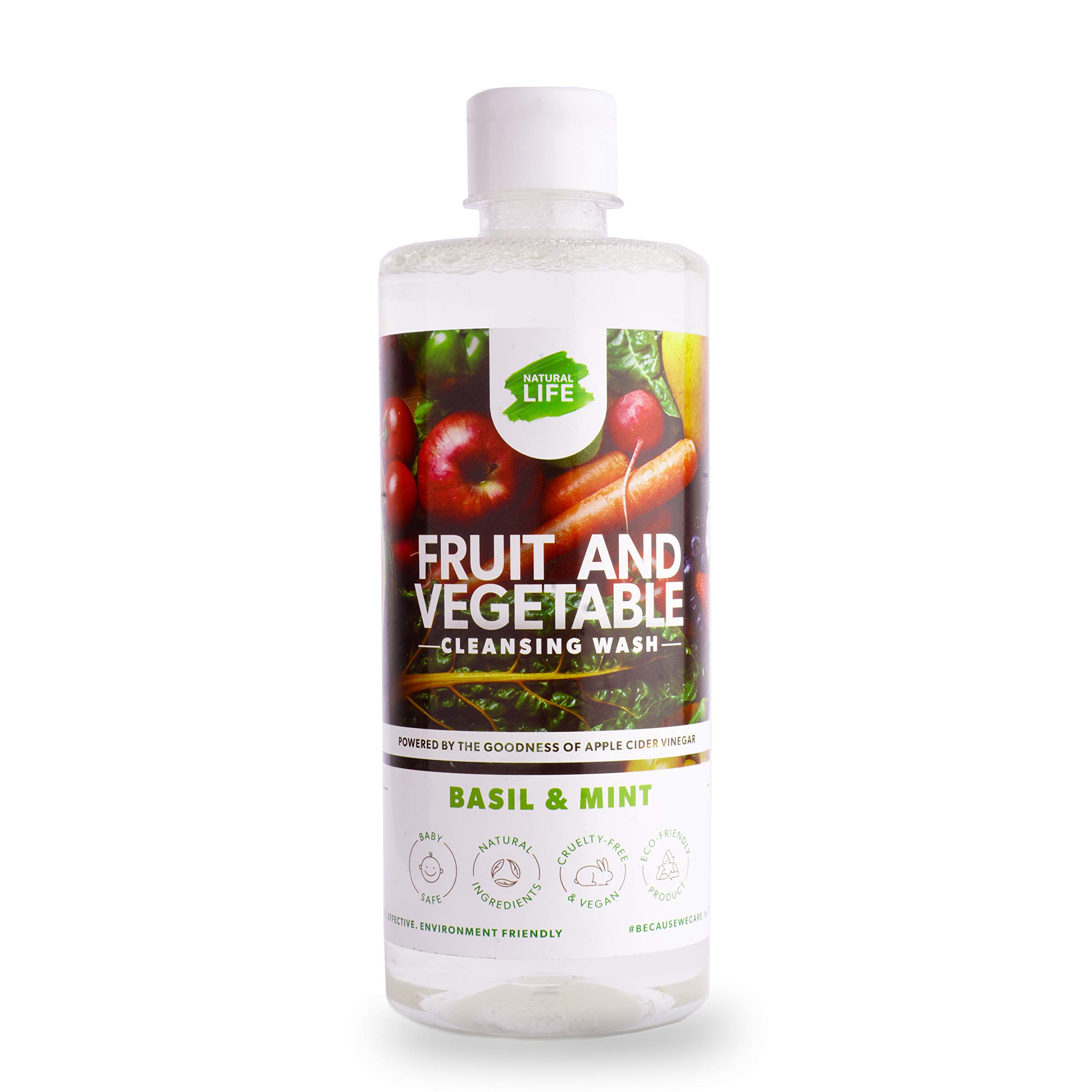NATURAL LIFE Veggie Wash, Fruits and Vegetables washing Liquid, Removes Germs, Bacteria and Fungus, Contains 100% Safe Ingredients - 500 ml (Pack of 1)