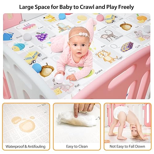 Miniatura 4 de Alfombra de juego para bebés de 78.7 x 59.1 in  Tamaño de 79 x 59 pulgadas  Área de juego segura, suave y estimulante para bebés y niños pequeños