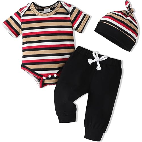 SUNNY PIGGY Baby Boy Clothes Newborn Boy Outfit Infant Romper Winter Fall Long Pants Set Hat 3PC