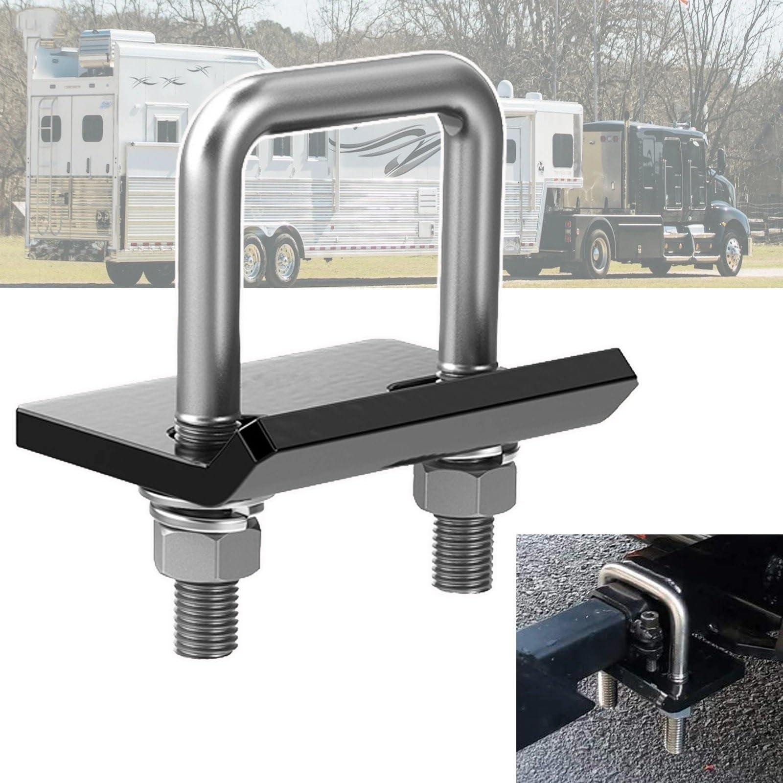 Enganche Remolque Remolque Coche Abrazadera tensora de Enganche de Alta Resistencia con Bloqueo antivibración y Perno en U Universal para acoplador de Amortiguador de Remolque