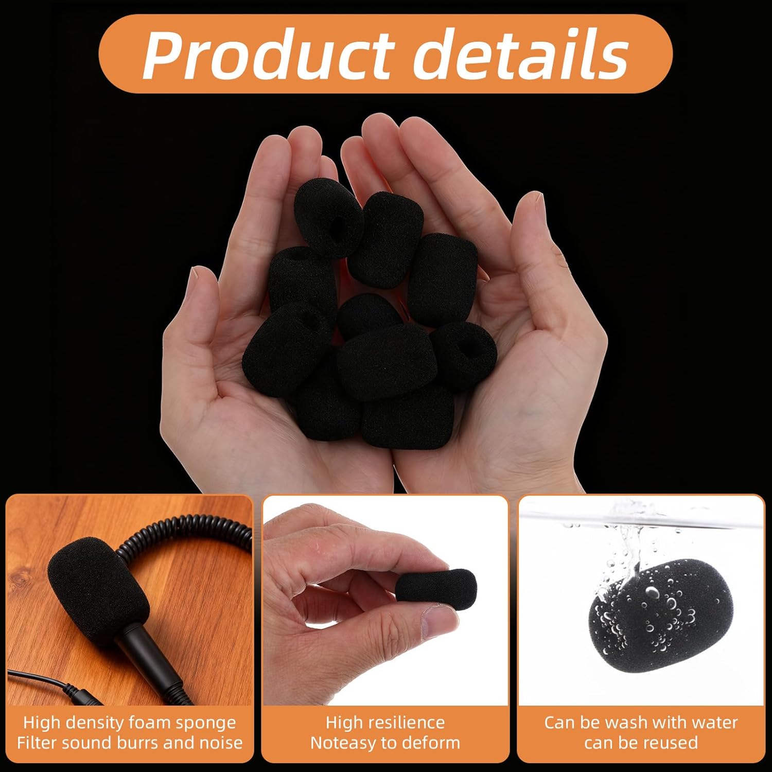 12Pcs High-Density Headset Microphone Covers Foam Windscreen, Windscreen Soft Lapel Mic Covers Pop Filter Replacement Windshield for Clear Audio - Image 4