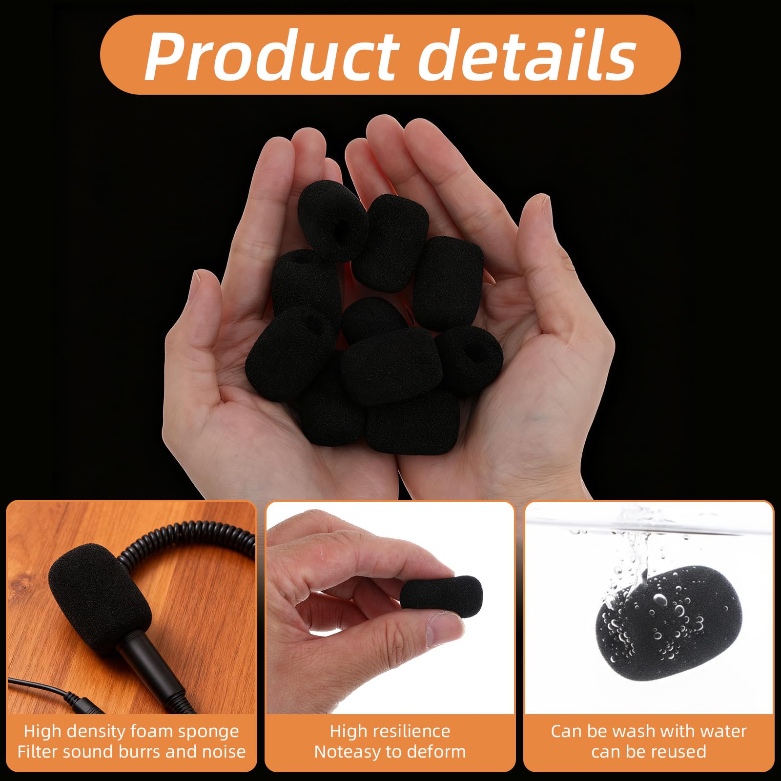12 Stück Hohe Dichte Schaumstoff Mikrofon Windschutz,Schwarz Universal Handheld Mikrofonabdeckung,Popschutz Mikrofon Abdeckung,für KTV,Familienfeier Outdoor,Aktivitäten und Bühnenperformances