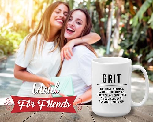 Miniatura 2 de Taza de café motivacional de 15 onzas, grano, cita de motivación diaria, aliento de afirmación positiva, deseos de fuerza de carácter para hombres y