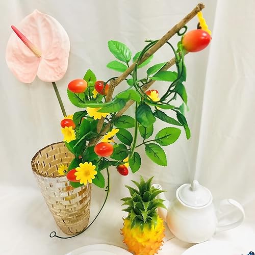 Miniatura 5 de Guirnalda de vid artificial de tomate cherry y flores de 6.6 pies para colgar en San Valentín, boda, cumpleaños, jardín, festival, decoración