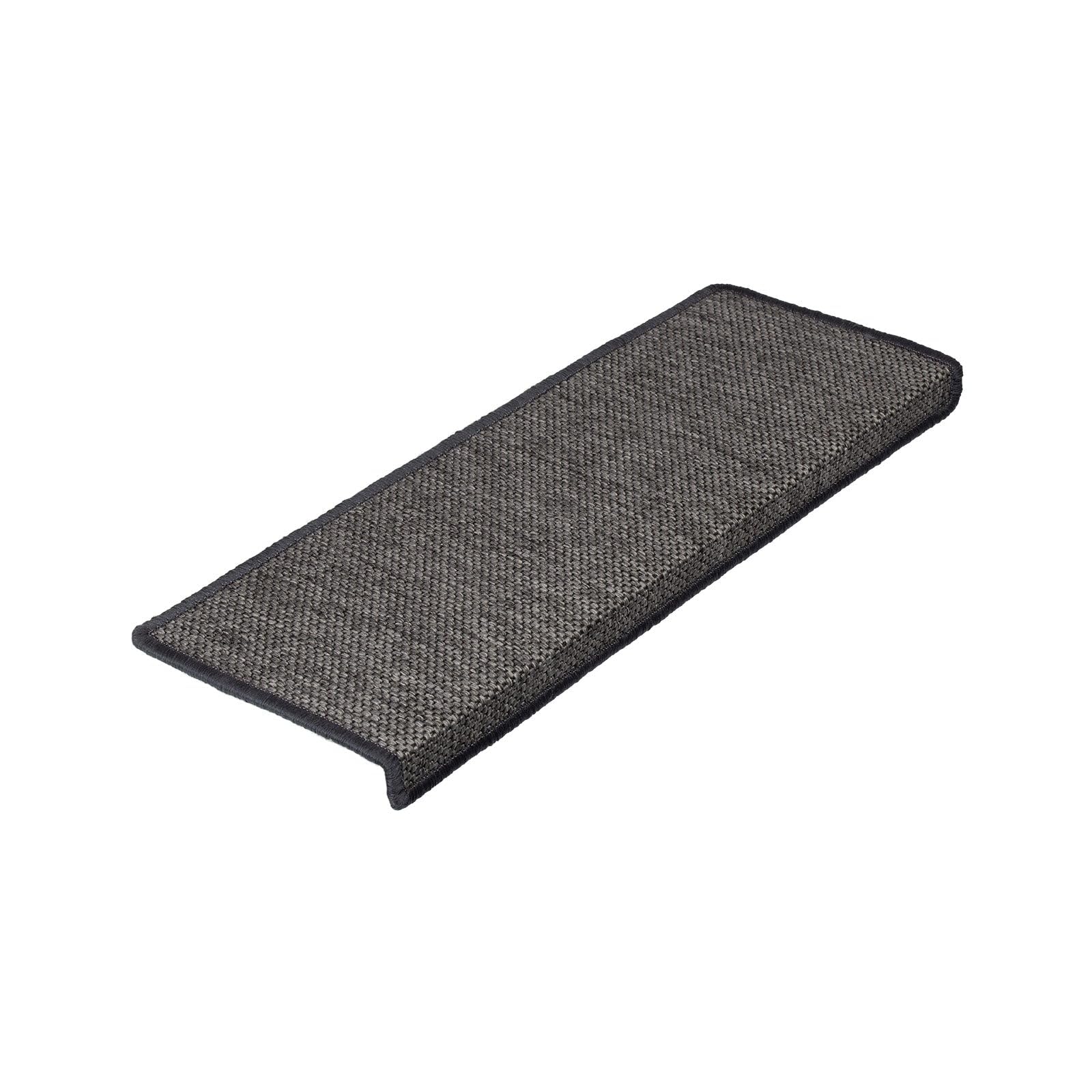 Casa Pura Tapis Marche Escalier Autocollant - Surface Immitation Sisal| Polypropylene Coton| Tapis Marchettes Avec Rebord, Durable à Long Terme- Sabang Terracotta (15 Pièces, Rectangulaire 23,5x65 Cm