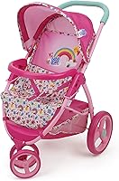 Vista 1 de Baby Alive: Cochecito de muñeca para correr, rosa y arcoíris, se adapta a muñecas de hasta 24 pulgadas, toldo retráctil, barra de parachoques