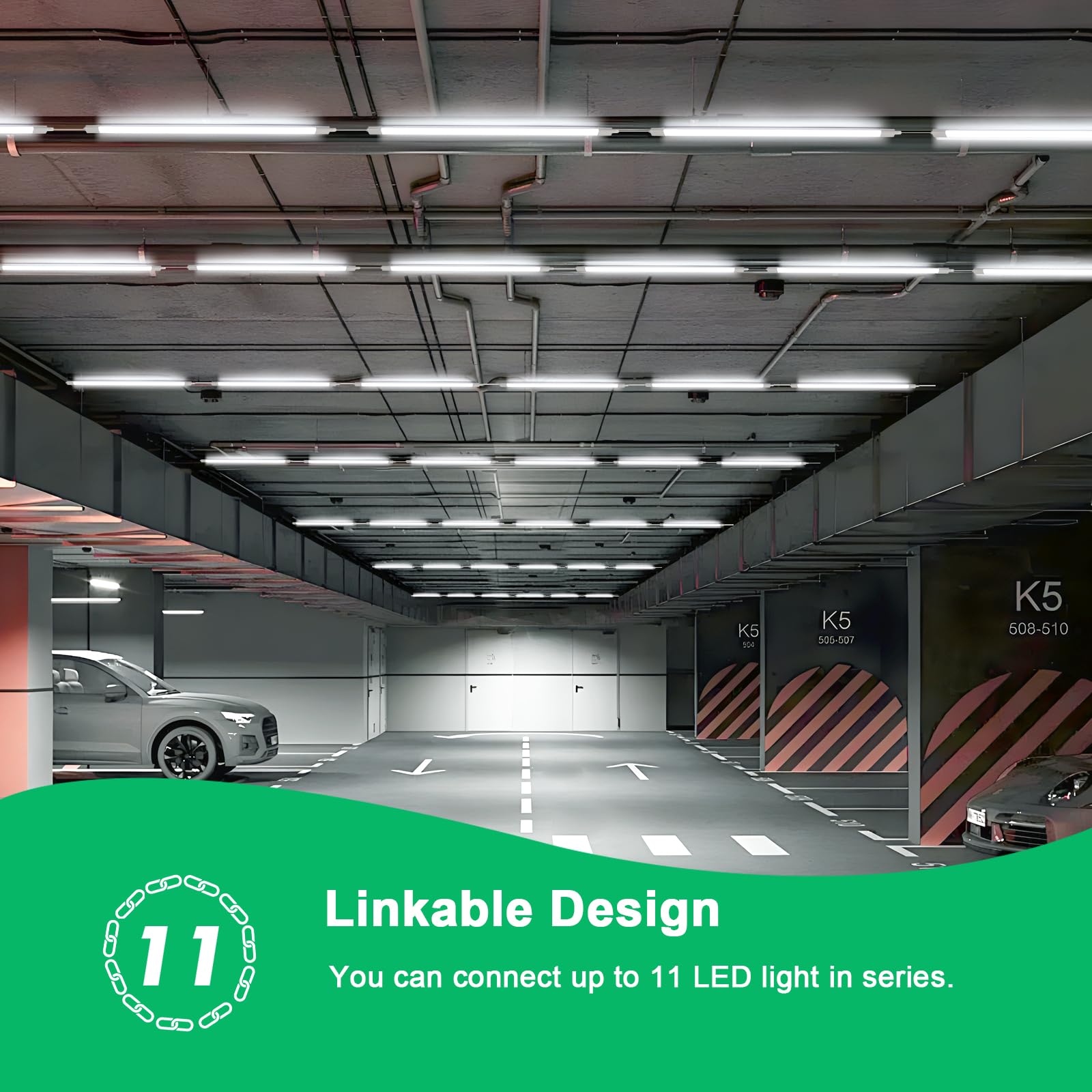 Lot de 6 Réglette LED 120cm, 36W 5500 lm, IP65 étanche, 6500 K | Raccordable en Série, Tubes Lumineux Blanc pour Garage, Adaptée aux Sous-sols, Garages et Entrepôts