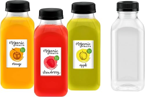 Green Direct Botellas de plástico de 12 onzas con tapas, botellas de agua transparentes, botellas reutilizables sin BPA con tapas, botellas vacías