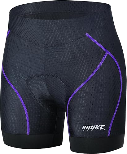Miniatura 3 de Eco-daily - Pantalones cortos de ciclismo para mujer, con acolchado en 3D, ropa para ciclismo (púrpura - M)