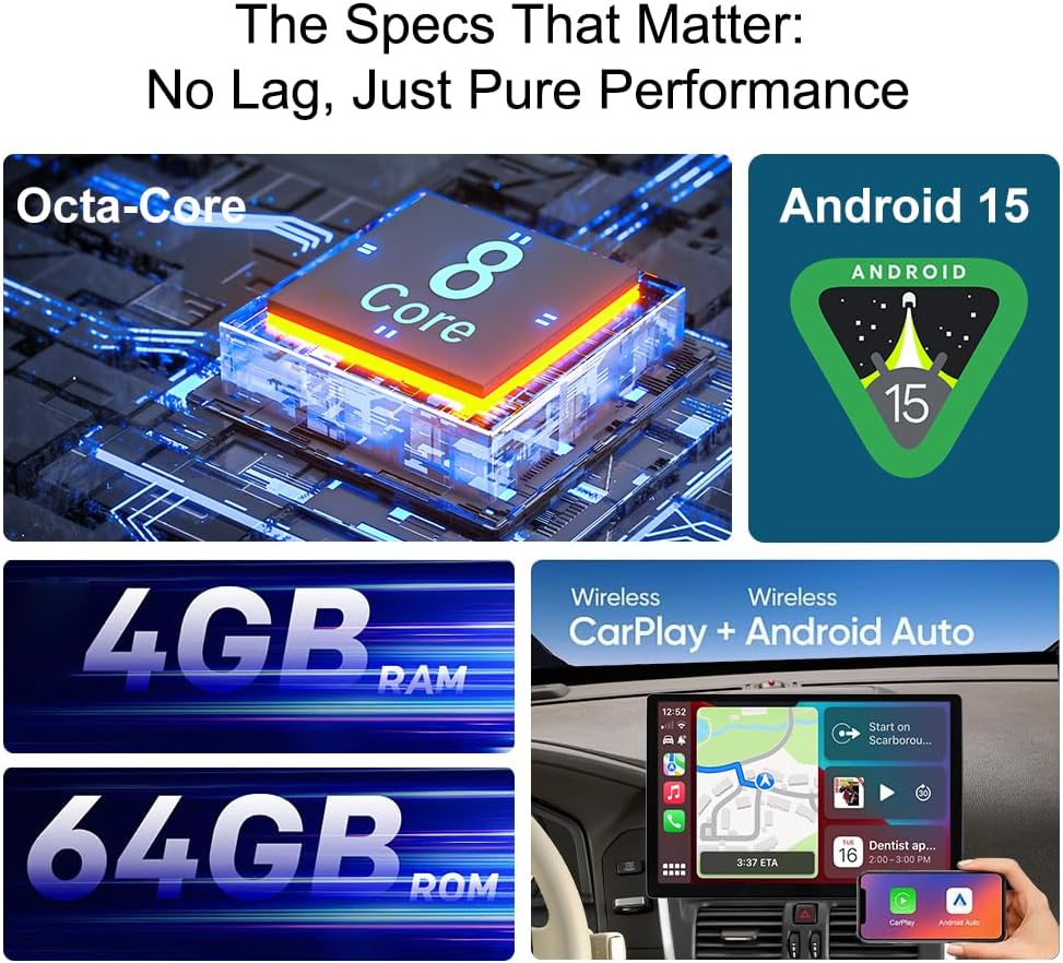 13.1 Inch 2K QLED Touch Screen Android Car Stereo for Honda Odyssey 2005-2010 - Wireless CarPlay & Android Auto, GPS Navigation, Plug and Play Upgrade - 1980x1200 Radio for Honda Odyssey Accessories