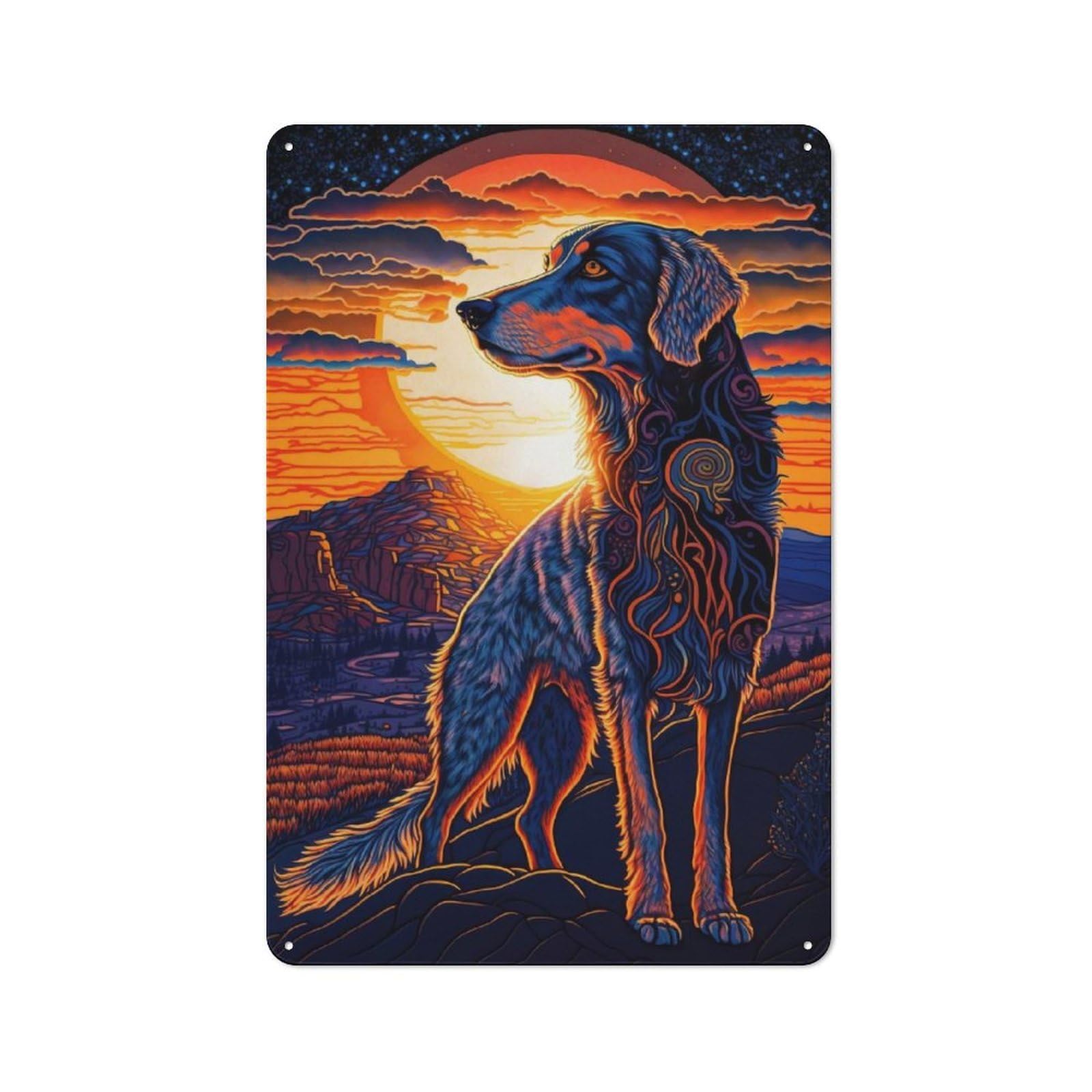 Junmoney Golden Retriever Style 3 Metal Wall Plaque 30X20cm, Simple Retro Studio Wall Plaque For Office, Study, Studio Or Hallway