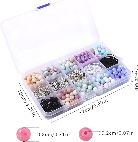 Miniatura 3 de Fishdown 562 cuentas de cristal agrietadas de 0.315 pulgadas para hacer joyas, cuentas de piedra para hacer pulseras, kit de cuentas coloridas para