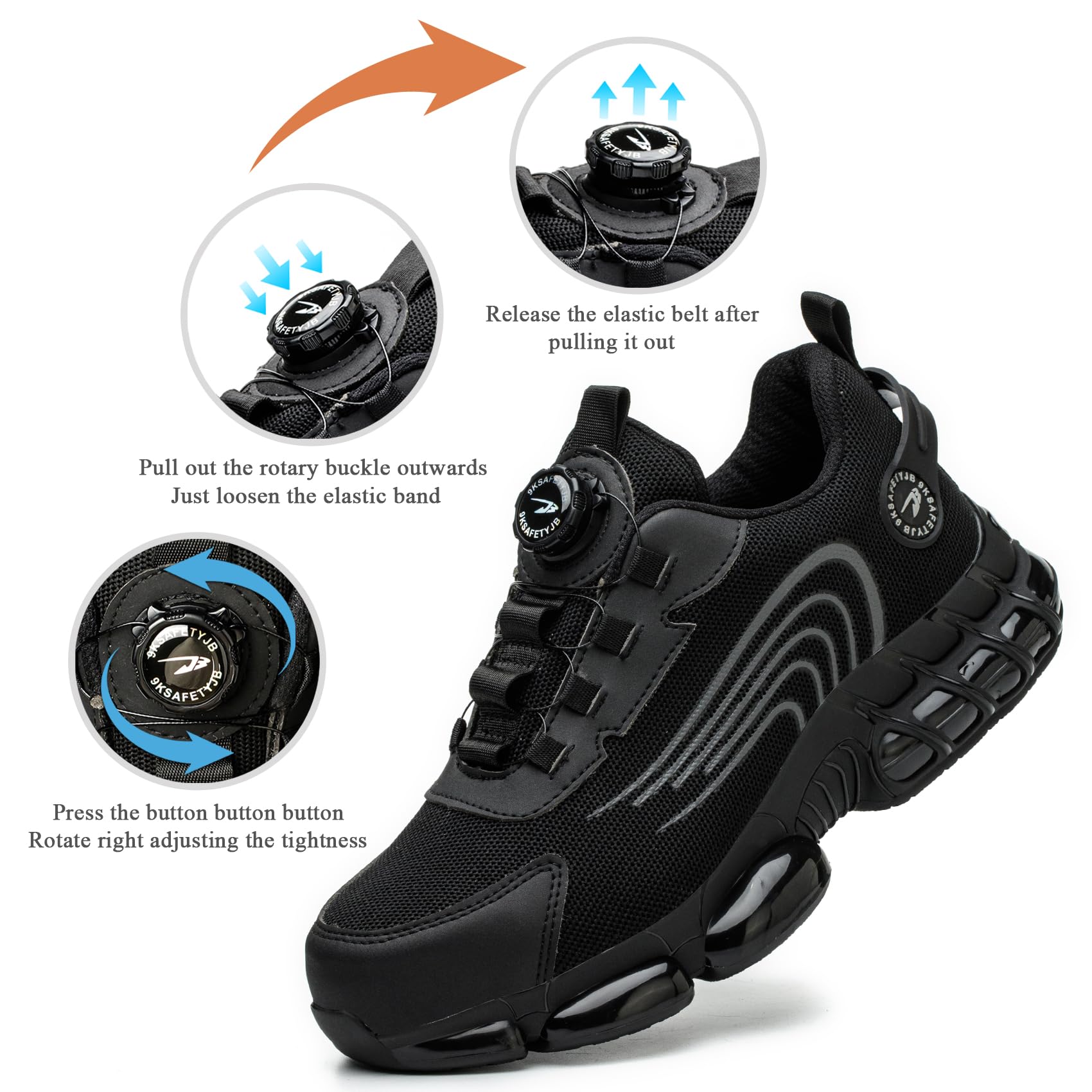 Zapatos de Seguridad para Hombre Mujer Zapatillas Ligeros Calzado Trabajo Comodo Antideslizante con Puntera de Acero 36-46 EU - 3