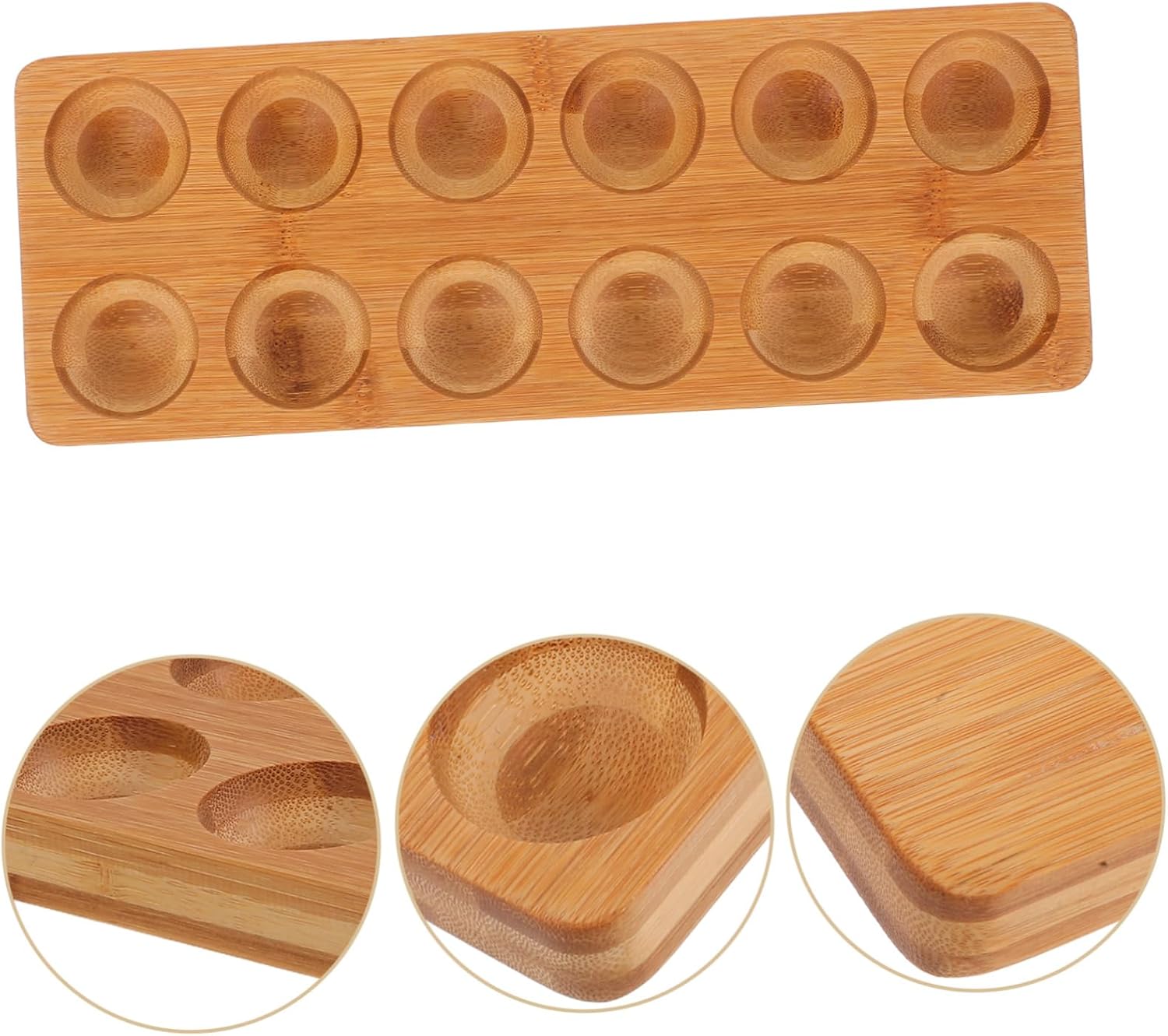 12Holes Wooden Egg Holder Stylish Egg Storage Container for Countertop Refrigerator Efficient Space Usage Chic Design for Organized Kitchen Display Egg Organizer