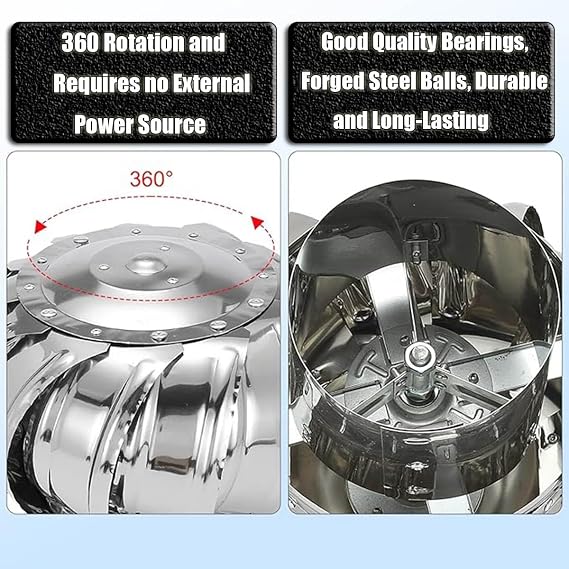 Baca kapağı, Stless Çelik Baca Kapağı ve Baca VentRoof Havalandırma Kapakları 75 mm ila 400 mm arası Verimli Mukavemet için Dayanıklı Baca Kapağı Hava Koşullarına Dayanıklı Tasarım Dış Mekan Kullanımı