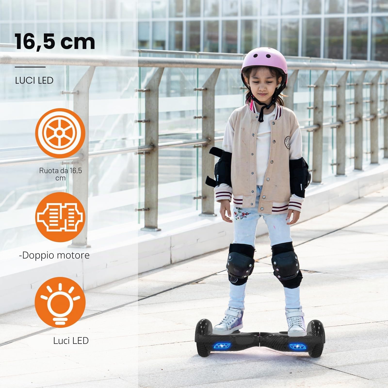 Hoverboard 6,5 pollici con altoparlante Bluetooth Scooter autobilanciato, motore colorato, luci a LED per bambini