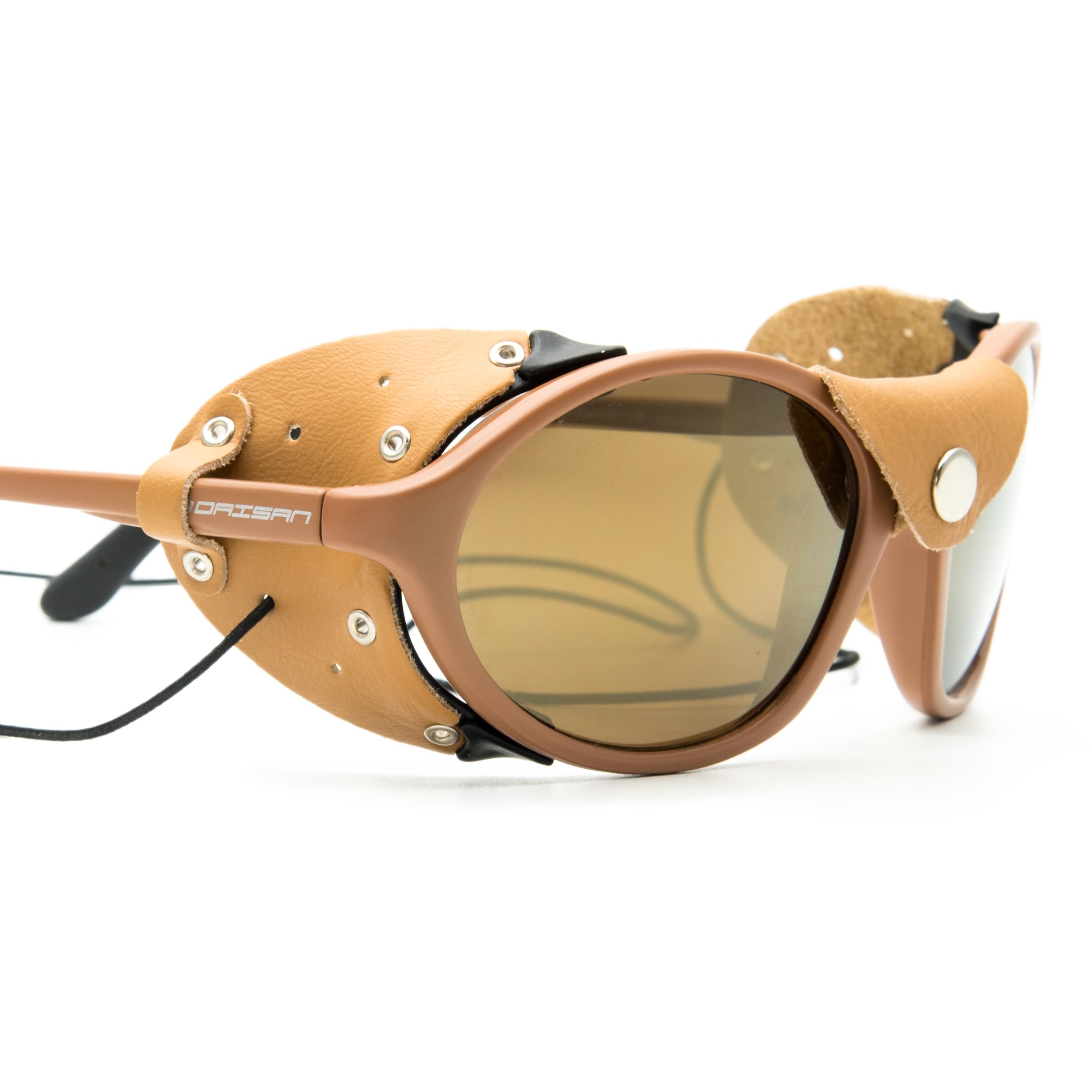 Lunettes d'expédition avec protection du nez et des côtés en cuir - Lunettes coupe-vent comme lunettes de plage, de glacier, de safari