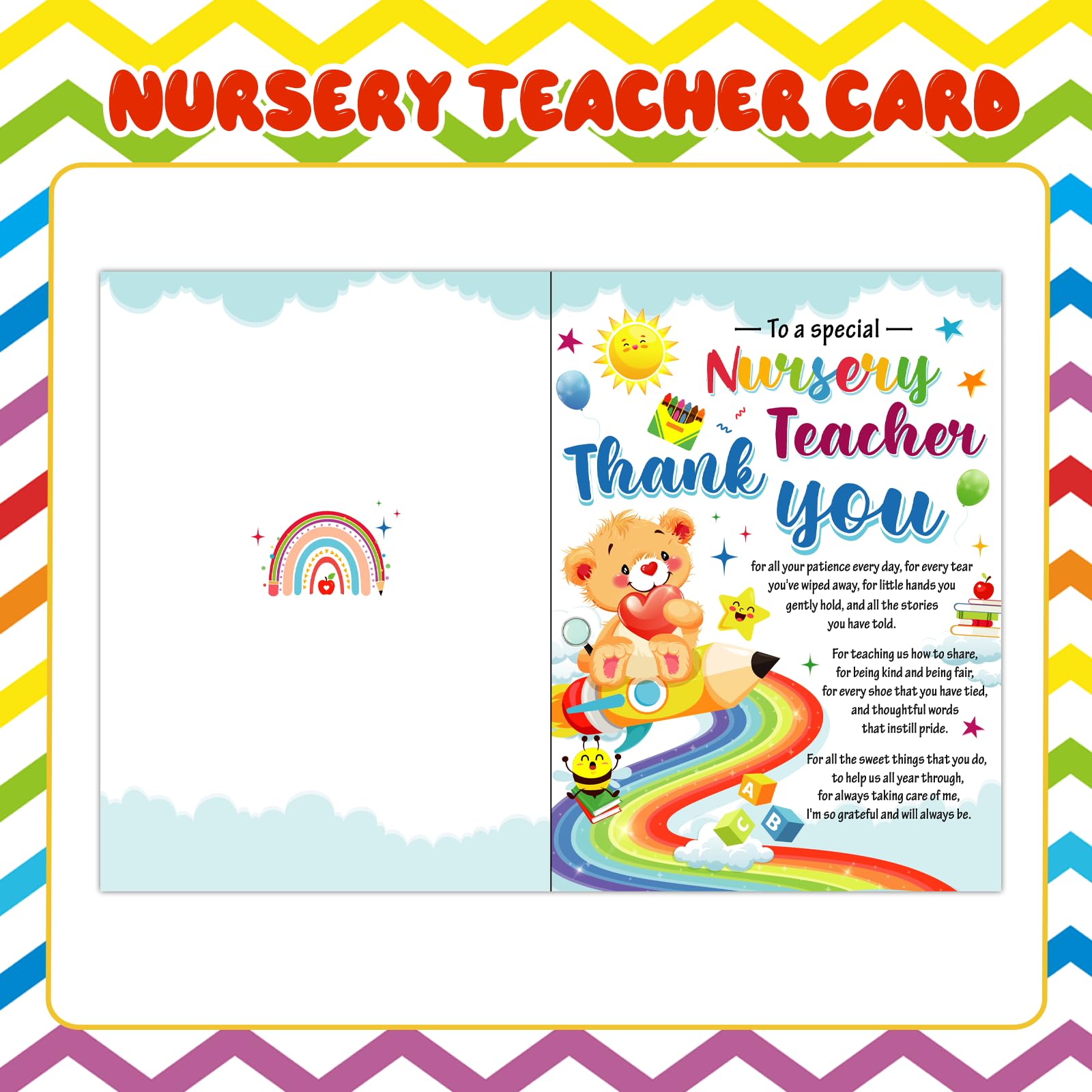HOWAF Nursery Teacher Gifts, Nursery Teacher Card - Image 3
