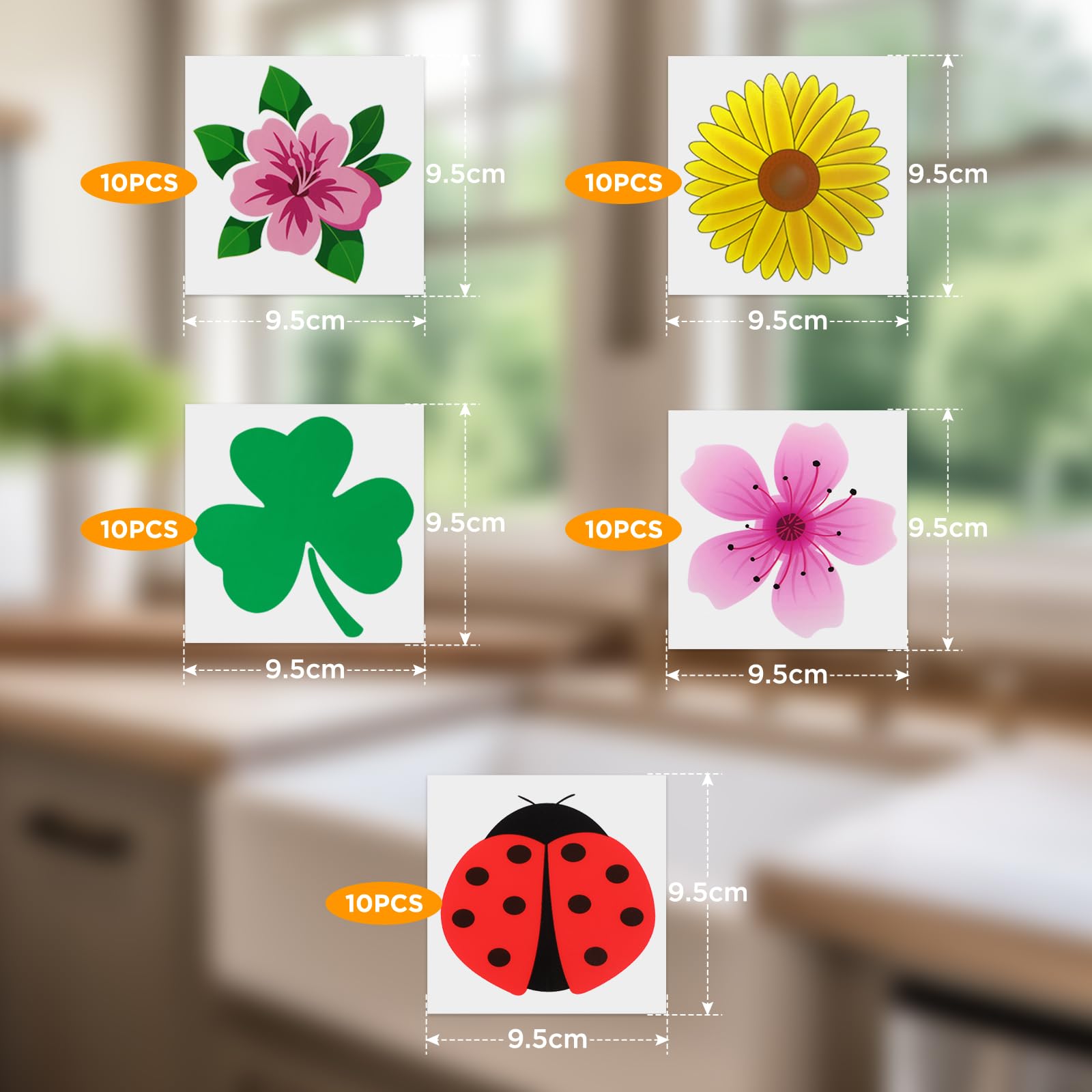 WD&CD 50 PCS Window Fly Traps, Sunflower Style Window Fly Stickers - Image 2