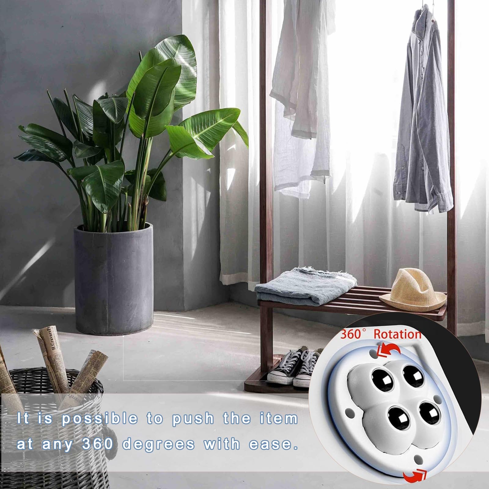 DOKRIN Möbelrollen 12 Stück - 360° Drehbar Mit Klebebase