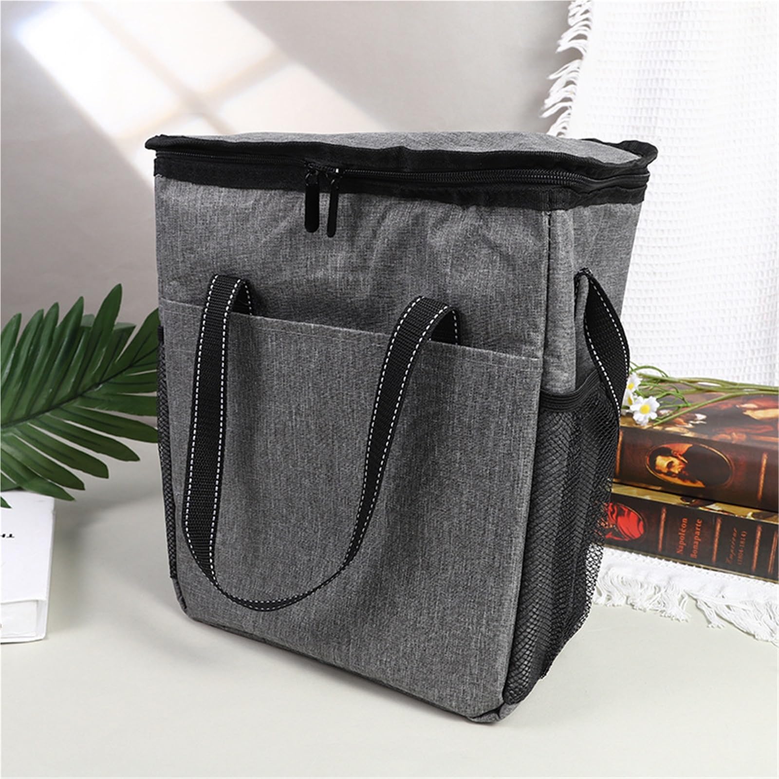 Bolsa Enfriadora de Vino para 6 Botellas, Bolsa Isotérmica Aislada y a Prueba de Fugas con Asa y Correa de Hombro, para Picnic Camping Viaje(Gray)