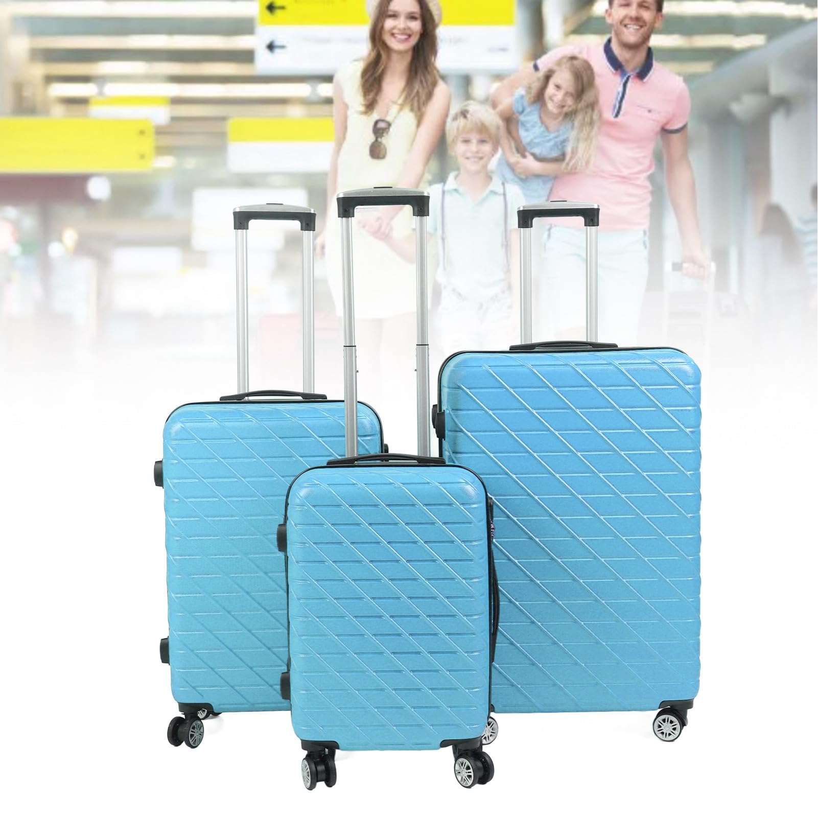 3-częściowy Zestaw Bagażu Hardshell z Zamkiem TSA, nośność 150 Kg na Długoterminowe Podróże i Wyjazdy Służbowe (BLUE)