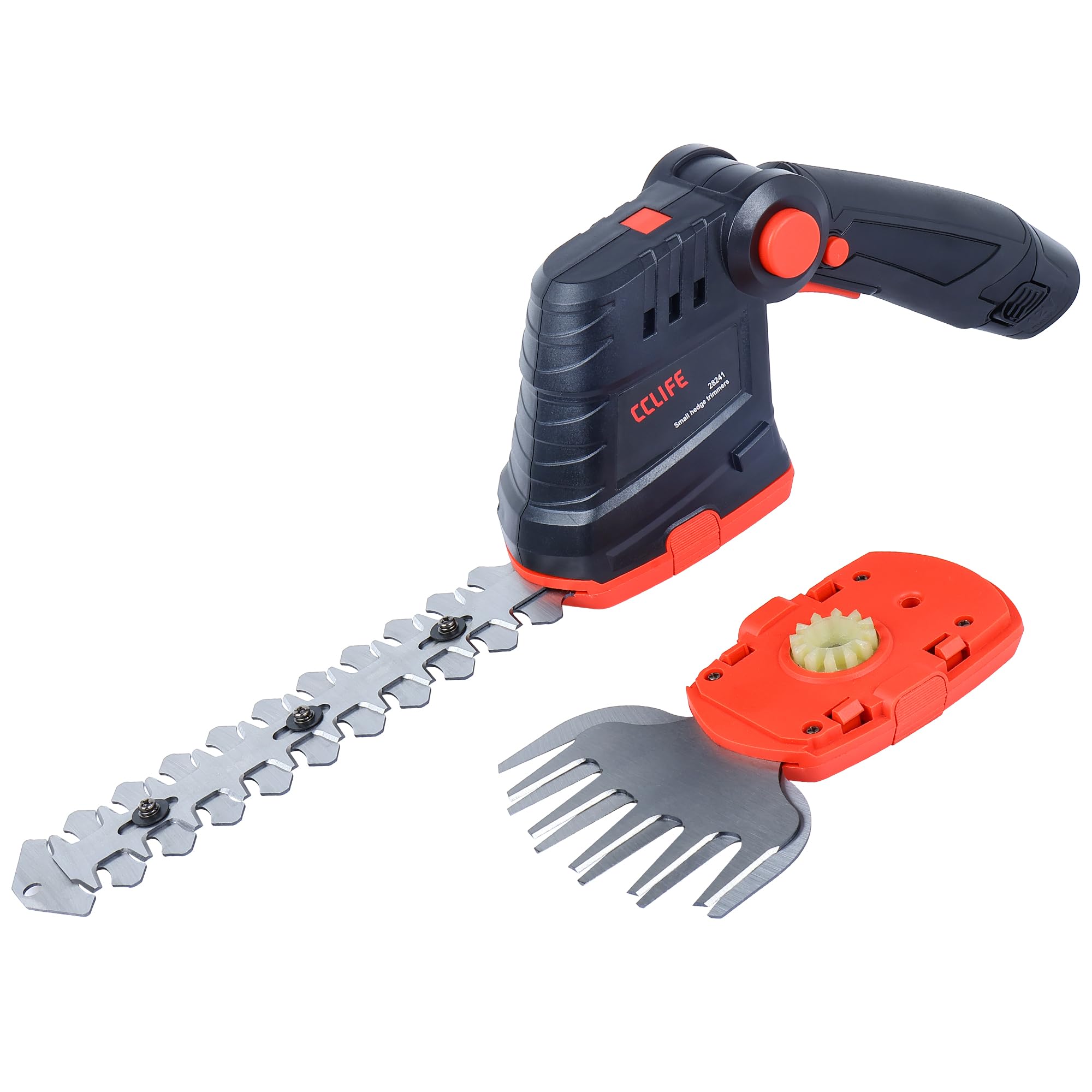 CCLIFE Tagliasiepi 2 in 1, batteria 10,8 V, 120/200 mm, giardino | Cesoie da potatura senza fili con 2 lame per erba e siepi, compatte, precise e ideali per piccoli giardini.