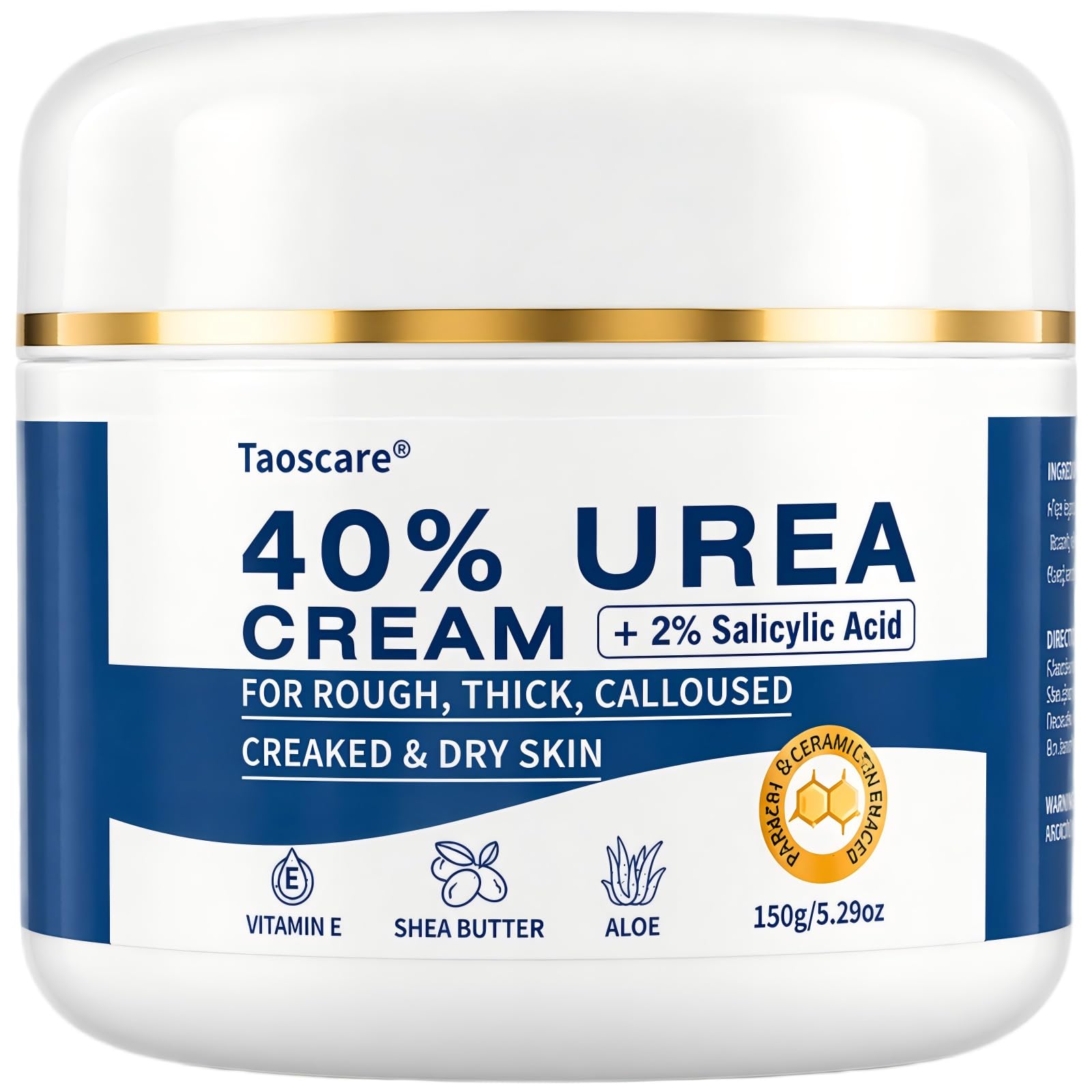 40% Urea Cream with 2% Salicylic Acid, Maximum Strength Foot Hand Cream, Intensive Repair Moisturizer for Dry Cracked Heels Knees Elbows, Exfoliating Callus Remover for Rough Thick Skin 5.29 Ounce (Pack of 1)