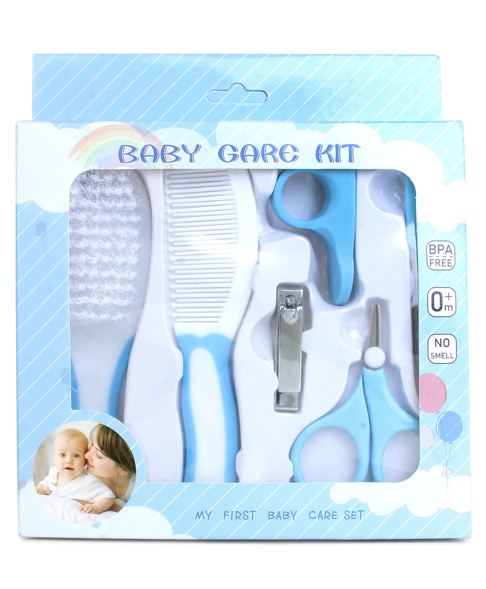 HUDACRUSH New Born Baby Grooming Kit Best Infant Manicure & Care Essentials Combo Set Of Hair Brush & Comb, Nail Clipper And Scissor-Baby Shower's,Multicolor-image-47