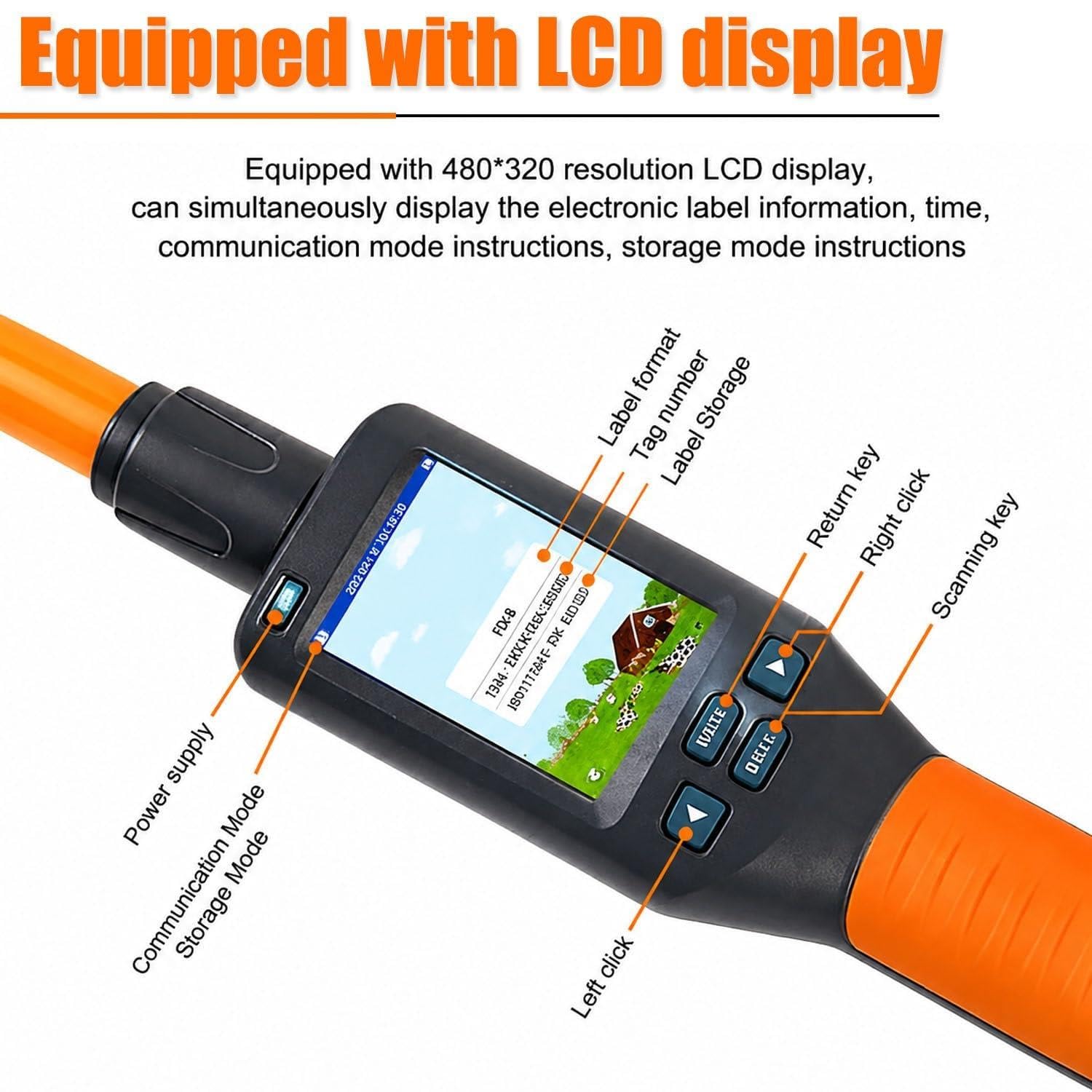 Lettore Chip Animali Portatile, Scanner Tag Auricolari 125 kHz