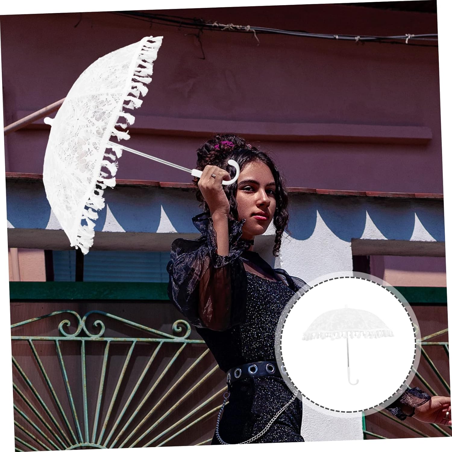 IMIKEYA 3pcs Lace Decorative Umbrella Wedding Prop Delicate Lace Embroidery for Bridal Showers Photoshoots and Tea Parties Lightweight Sturdy Design Easy to Use