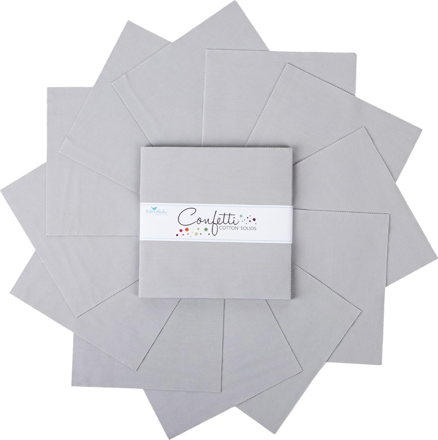 Confetti Cotton Solids Silver 10" Stacker 42 10-inch Squares Layer Cake Riley Blake 10-120-SILVER-42