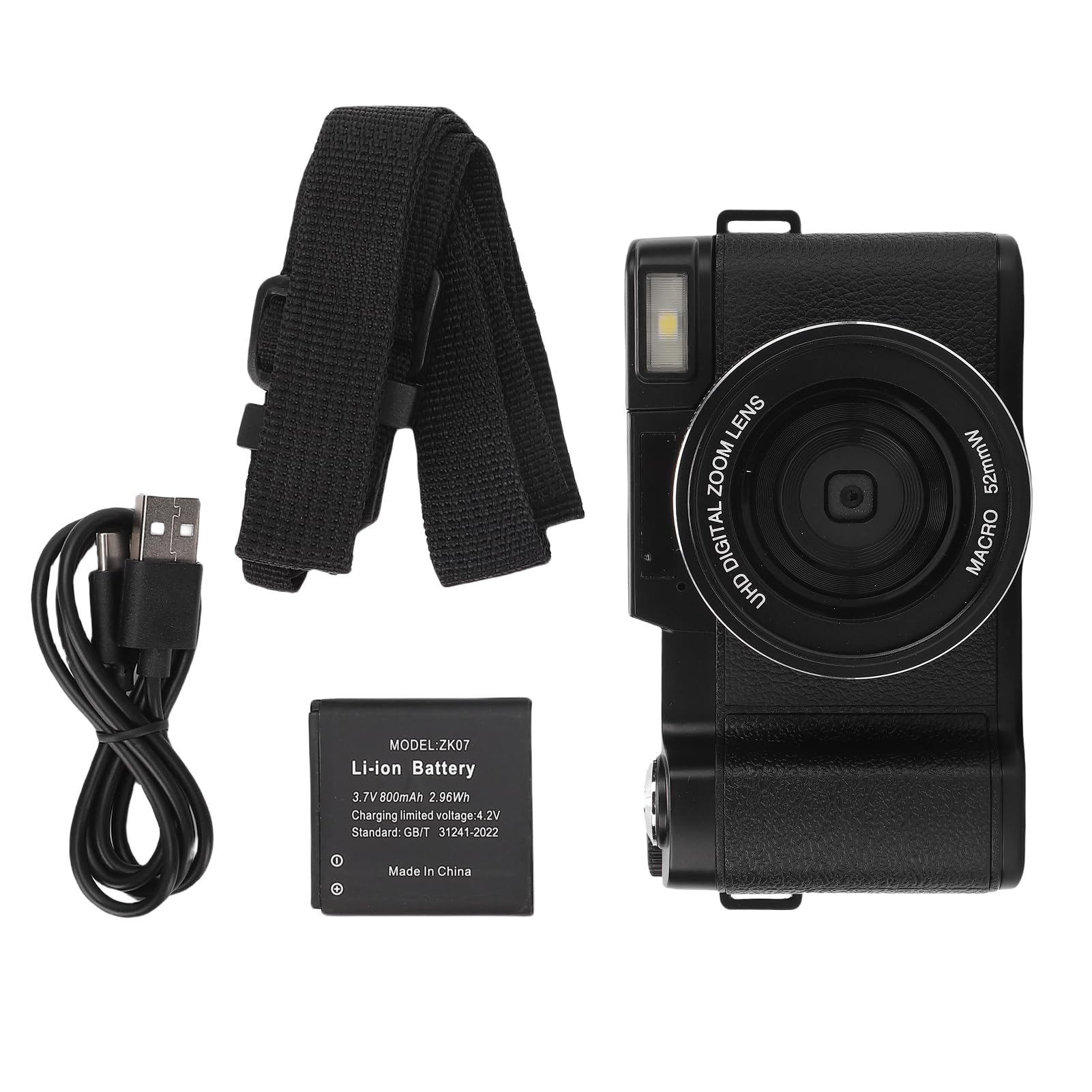 Asixxsix Fotocamera Digitale, Fotocamera per Vlogging con Schermo Ribaltabile con Zoom 18X 5K 64MP, Videocamera con Luce di Riempimento a LED per Selfie in Viaggio (BLACK)
