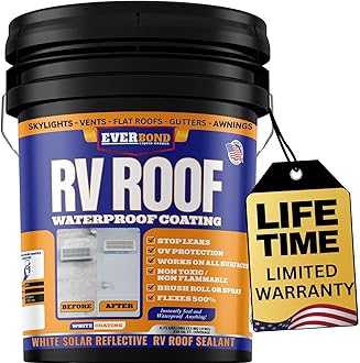 Liquid Rubber RV Roof Coating - Roof Sealant for Camper Roofs, Trailers, Motorhomes, and Metal Buildings - Roof Cooling White 4.75 Gallon - Made in USA