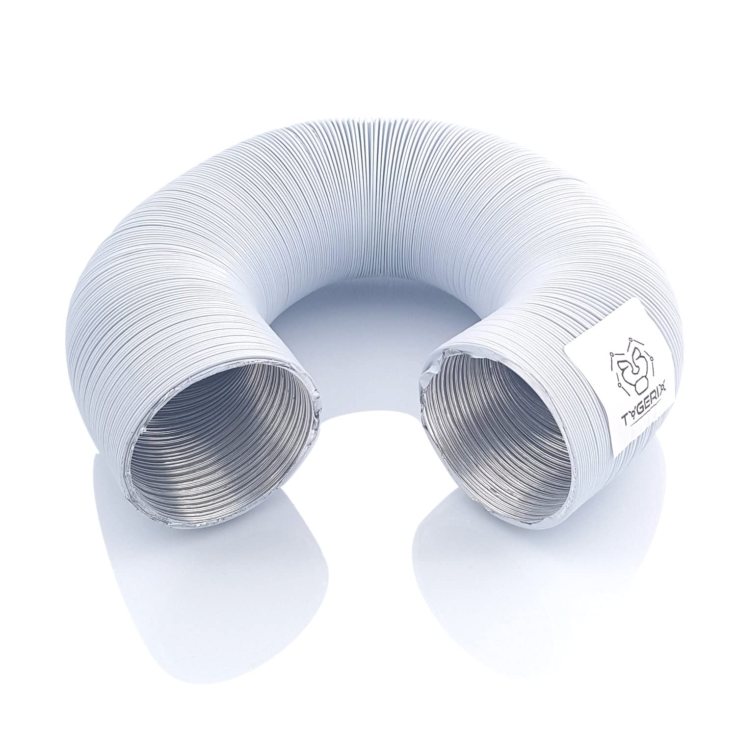TYGERIX® DN 60 mm / 6 cm / 2 3/8" (2.375 inch) Aluminum Flexible Hose, White, 1.2 meters