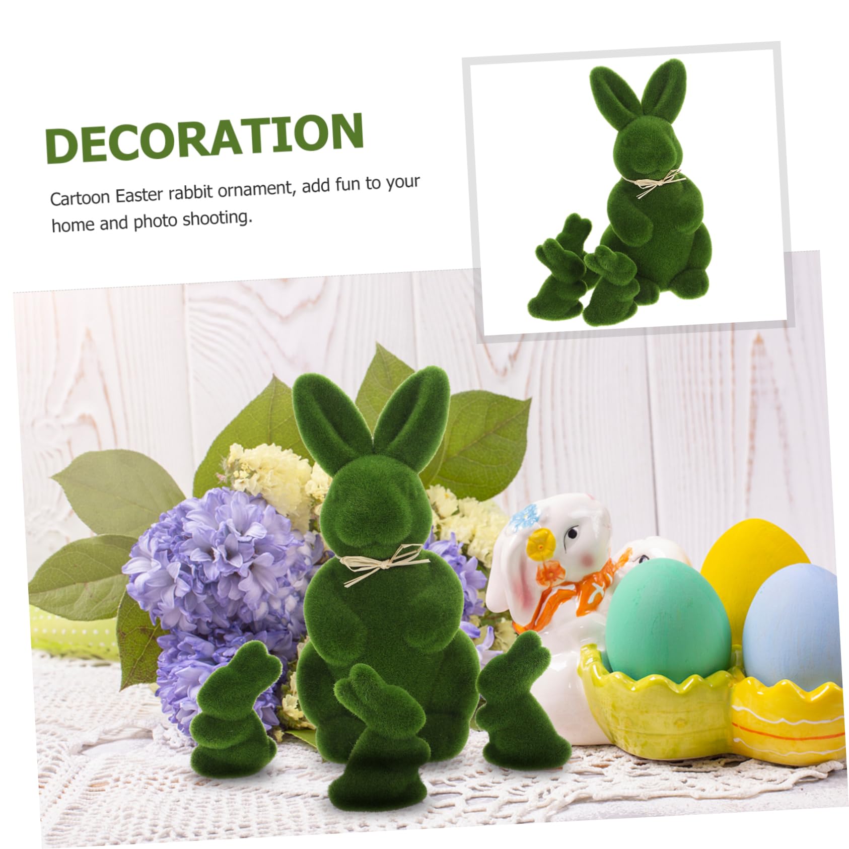 Ciieeo 3 Ensembles Décorations De Lapin De Pâques Lapin Vert Beige Verdure Lapin De Gazon Rabbit Toys Décoration Pâques Décor De Lapin Floqué Lapins De Pâques en Mousse Green 4 Pièces * 3