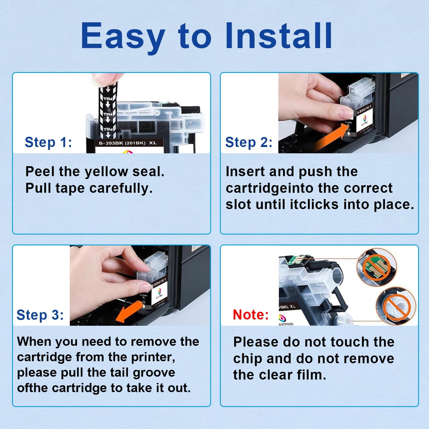 LC203XL LC201XL Color Ink Cartridges Replaccement for Brother LC203 LC201 image 4