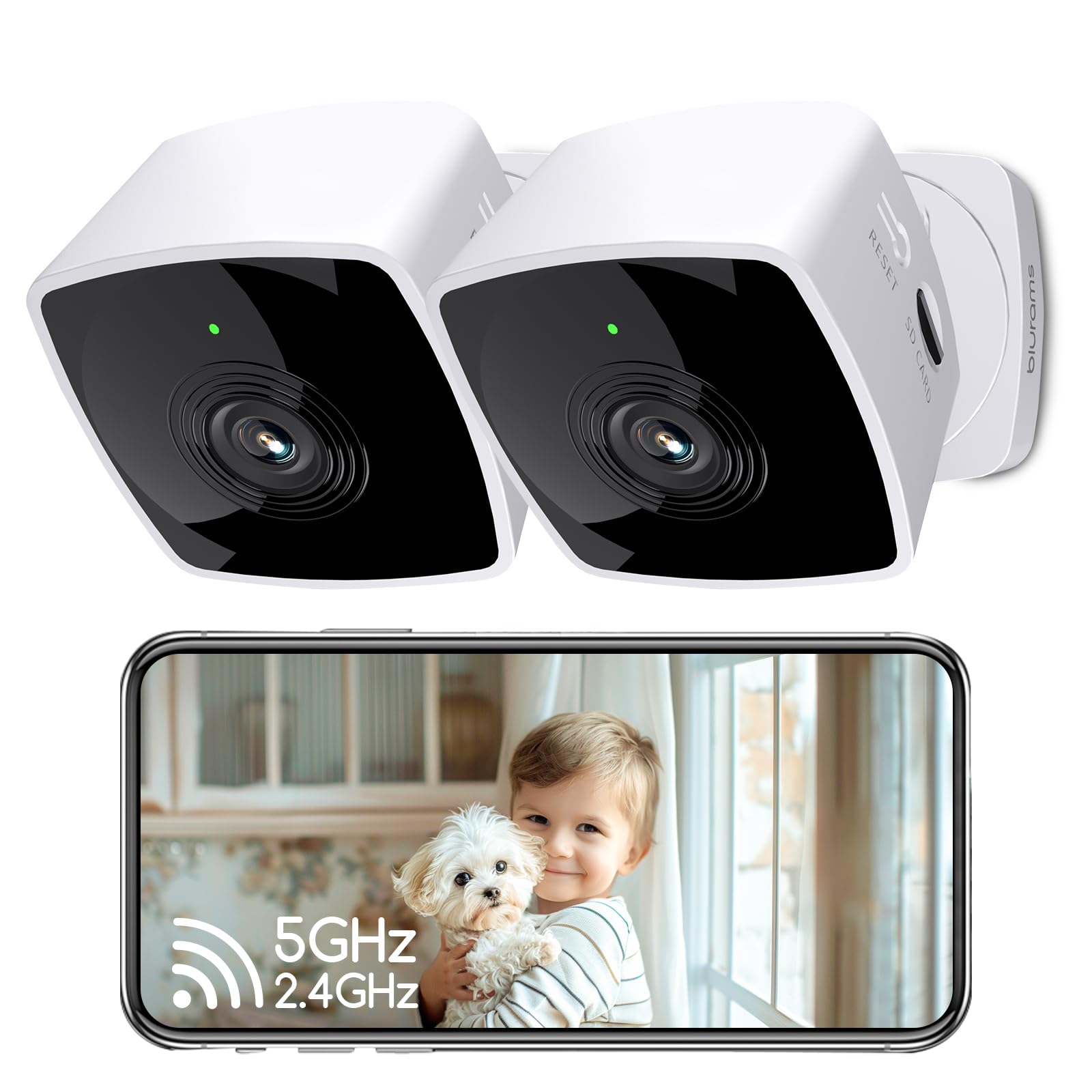 blurams Cameras for Home Security 5G&2.4G, 2K Security Camera Indoor, Pet Camera with Phone App, Indoor Camera w/AI Motion Detection, 2-Way Audio,