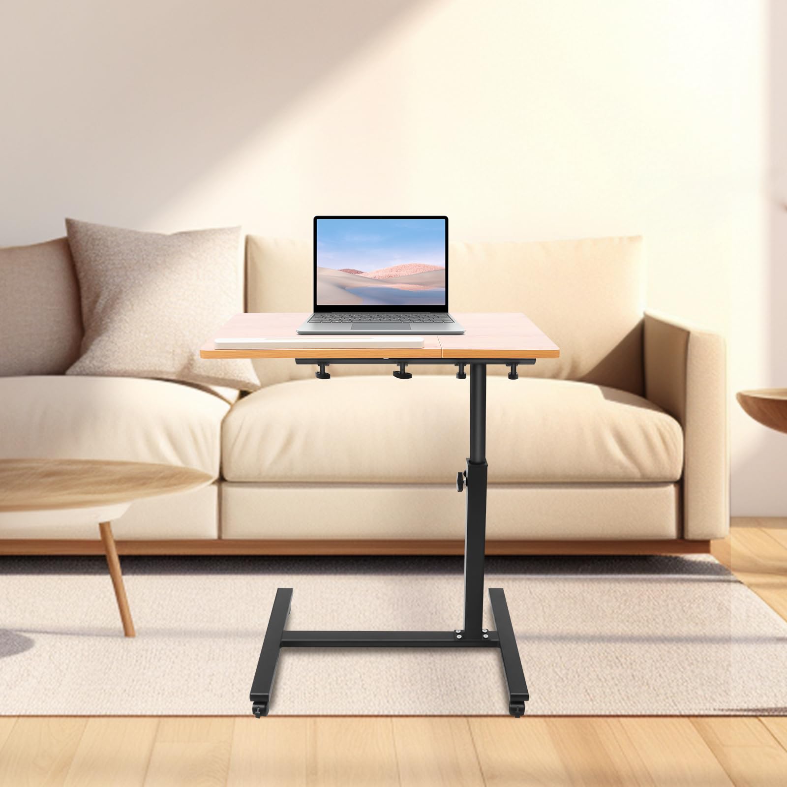 Adjustable Laptop Desk with Wheels Mobile Standing Computer Desk 22 83-35 43 Inch Height Tilting Tabletop with Bookstop — view 6