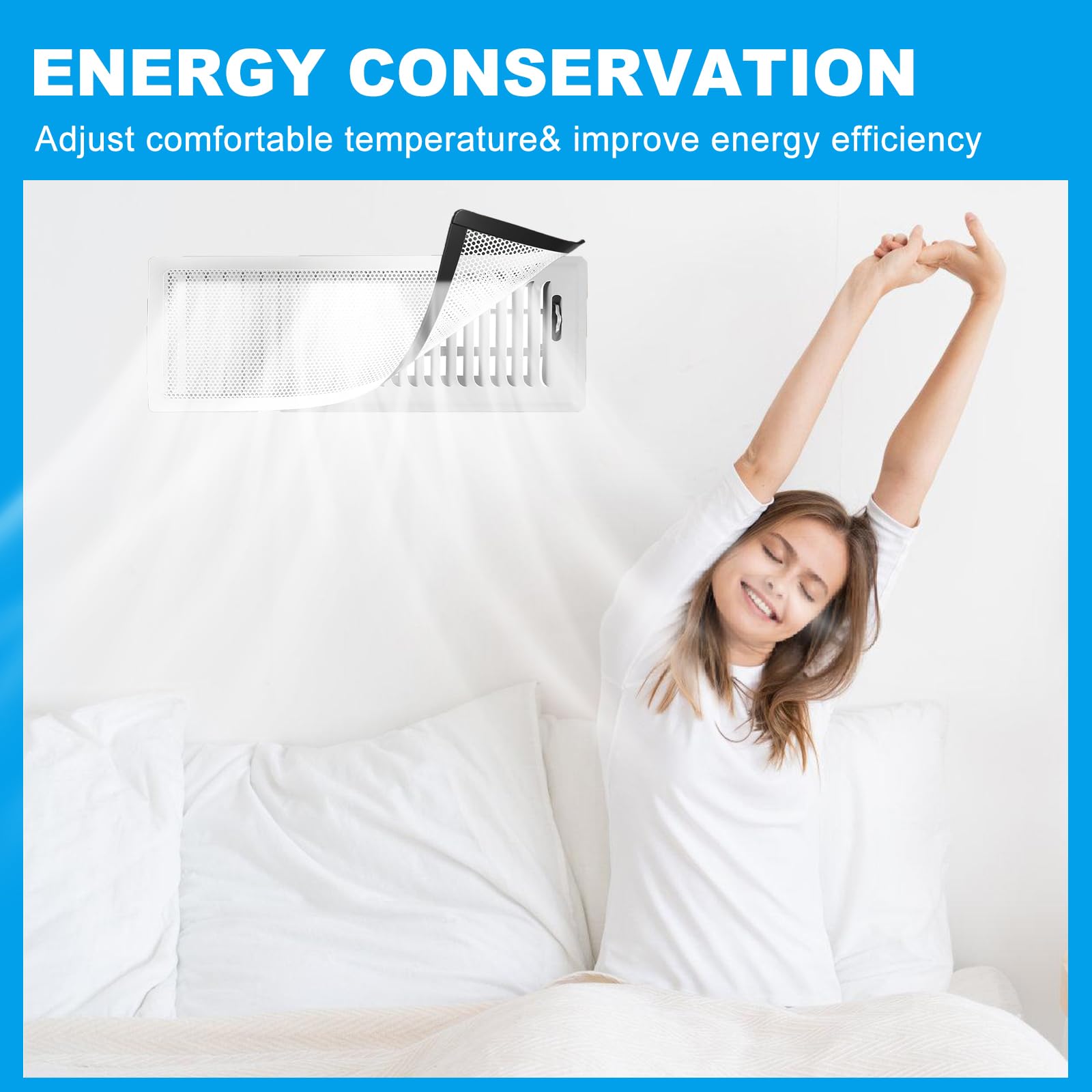 6 cubiertas magnéticas de ventilación blancas – Pantalla magnética fuerte de ventilación de aire de 7 x 13 pulgadas – para registros de suelo/pared/techo – fácil instalación, ajuste seguro – duradero