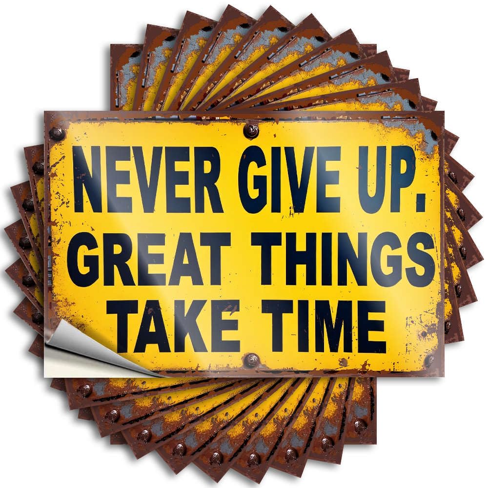 Bumper Backyard Bar Decor Peel and Stick - Never Give Up. Great Things Take Time. Tumbler Fun Waterproof Vinyl for Essentials(8X12CM)