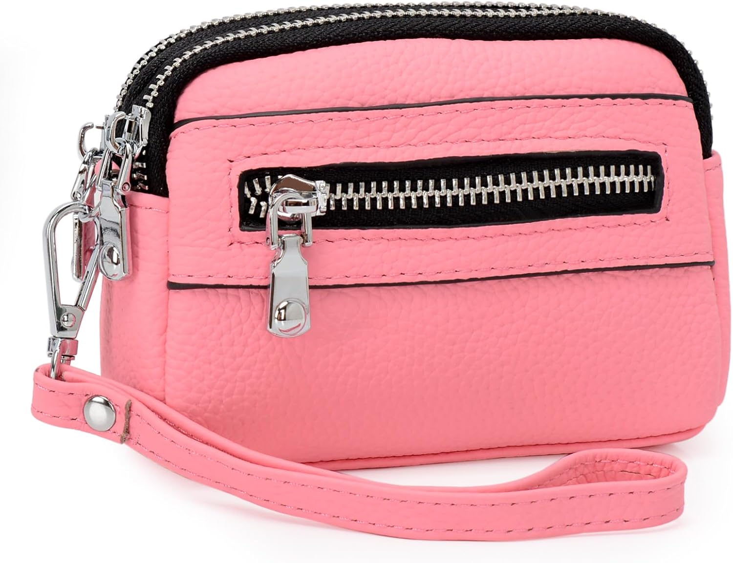 レザー ハート型ジッパー＆マグネット付きコインポーチ｜ウォレットポーチ – Custype コインパース レディース 本革 スモール トリプル  ジッパー コインウォレット ポーチ 取り外し可能なリストレットストラップ付き,