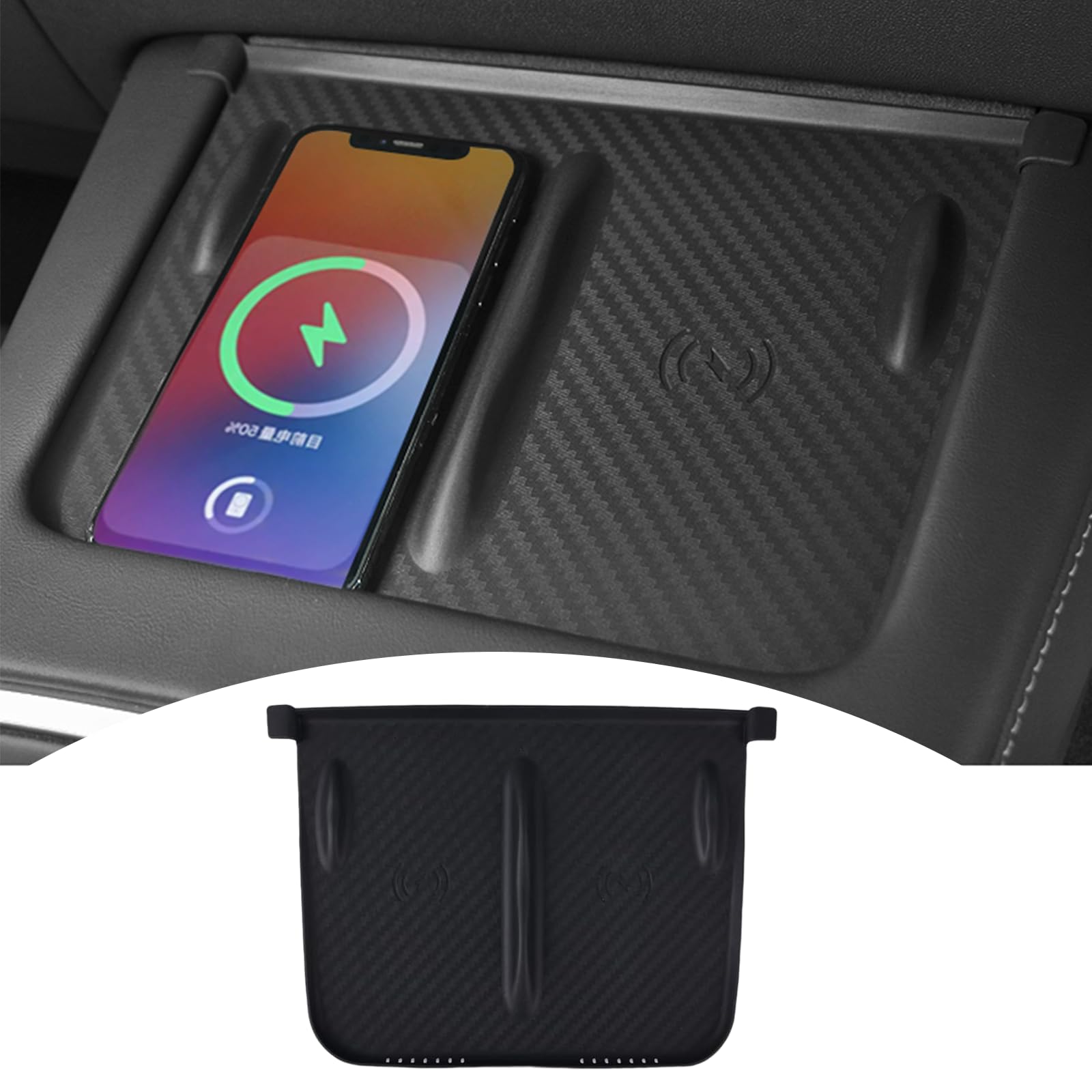 Tapis De Protection Pour Chargeur Sans Fil Console Centrale Tesla Model 3/Y (2021-2022) – Silicone Noir Antidérapant - 12