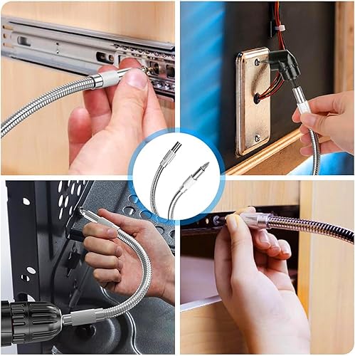 Miniatura 39 de Juego de extensión de adaptador de enchufe, 1/4, 3/8, vástago hexagonal de 1/2 pulgada, grado de impacto, convertidor de taladro eléctrico a zócalo